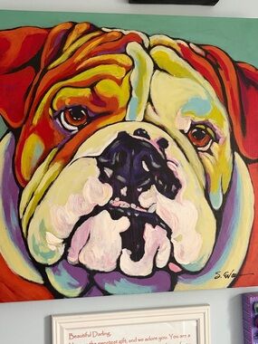 Colorful Bulldog Pet Wall Art Print - Multicolor